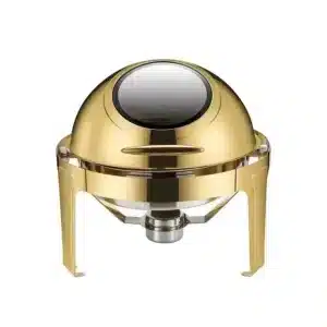 Chafing Dish 6L Golden Roll Top Round with Glass Window