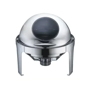 Chafing Dish 6L Roll Top Round with Glass Window