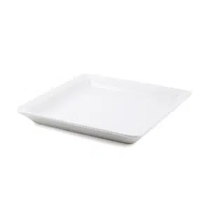 Ivory Porcelain Square Plate with Flat Bottom
