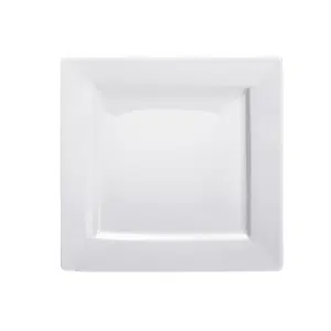Ivory Porcelain Square Plate Double Rim