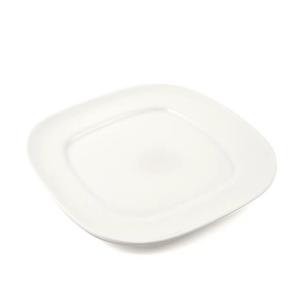 Ivory Porcelain Square Round Plate