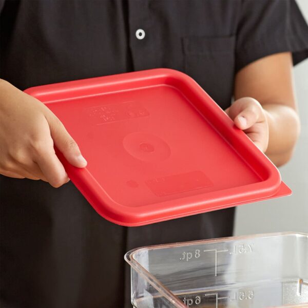 Cambro Red Square Polyethylene Food Storage Container Lid - Image 2