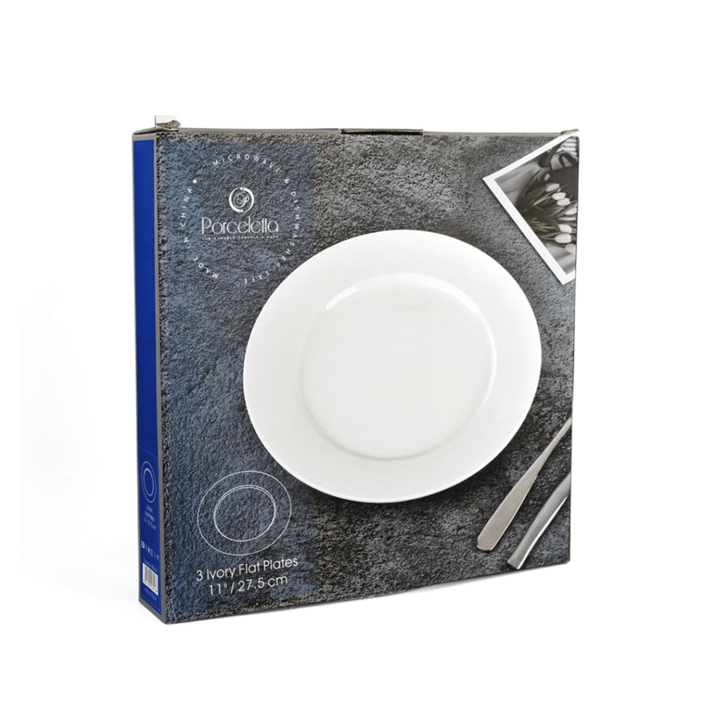 Ivory Porcelain 3 Piece Flat Plates Set