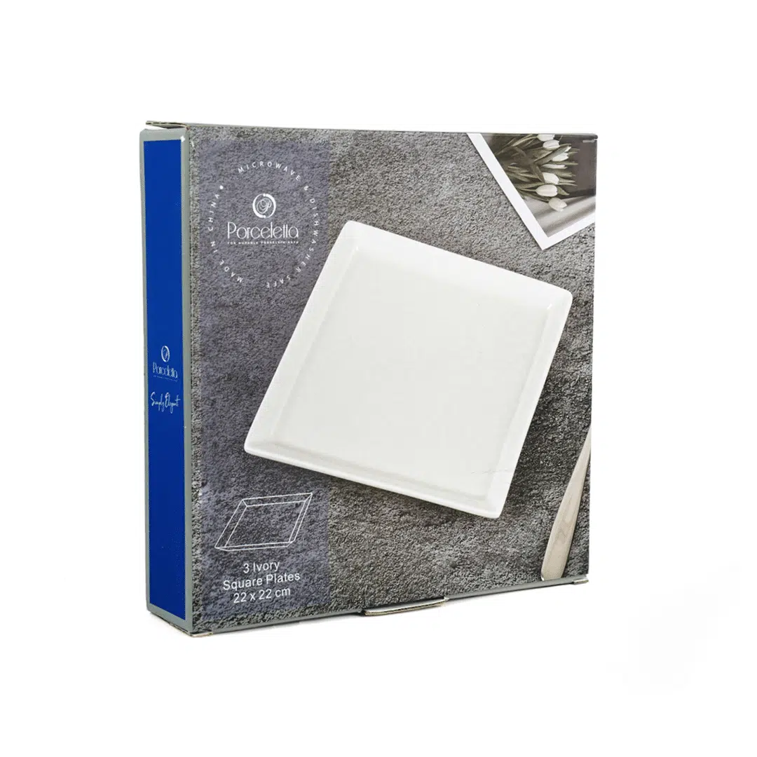 Ivory Porcelain 3 Piece Square Plates Set - Image 2
