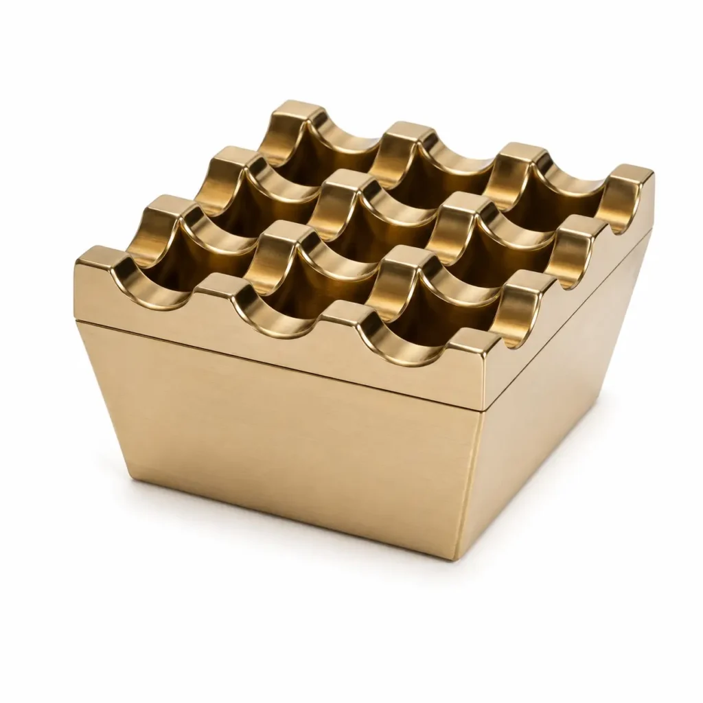 Ashtray Golden Color 9 Holes Stainless Steel