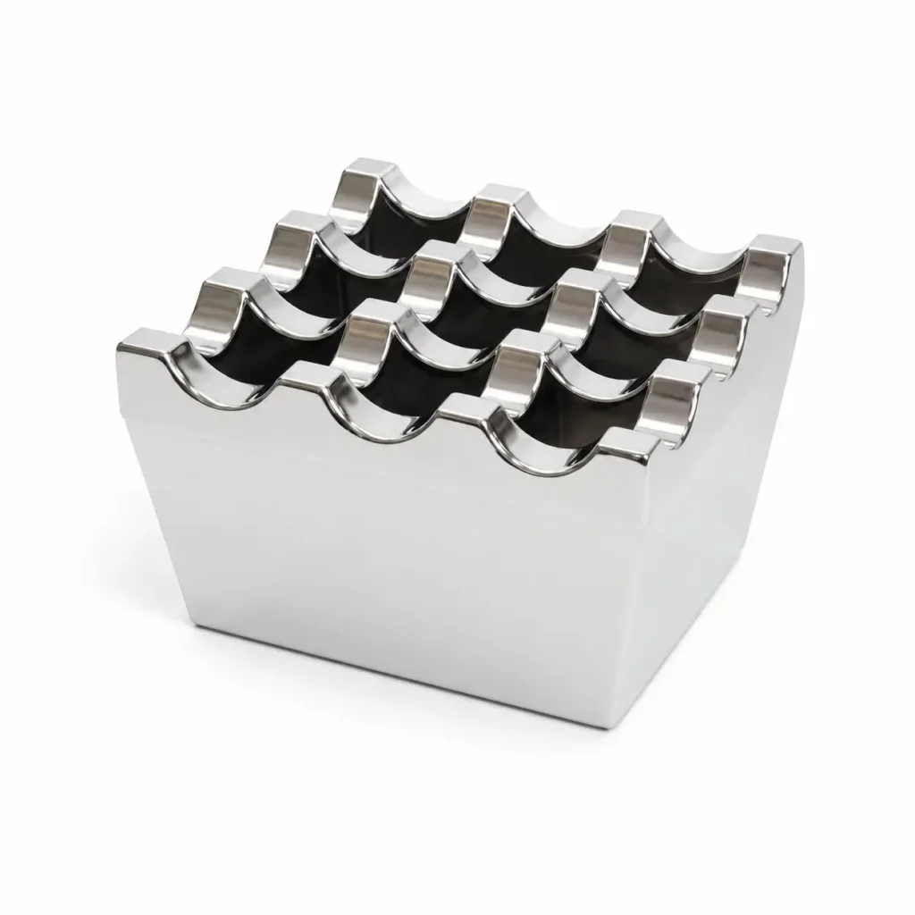 Ashtray Silver Color 9 Holes Stainless Steel