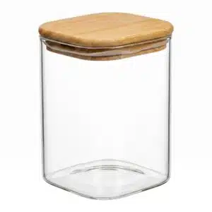 Eklatant Storage Jar With Bamboo Lid 1000Ml Squre